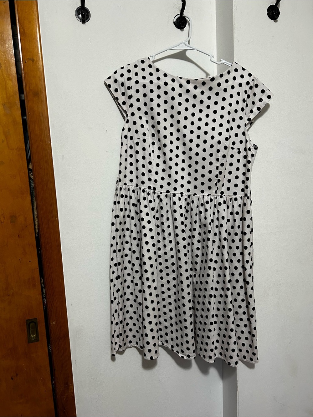 Black Polka Dot White Dress - Classic A-Line